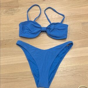 Abercrombie & Fitch Blue Ribbed Bandeau Bikini Set